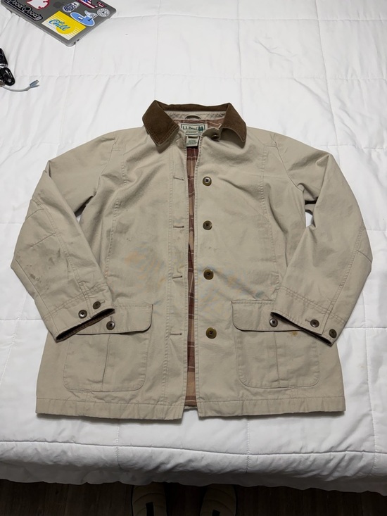 L.L. Bean Jackets & Blazers - L.L. Bean Beige Field Jacket with Brown Collar